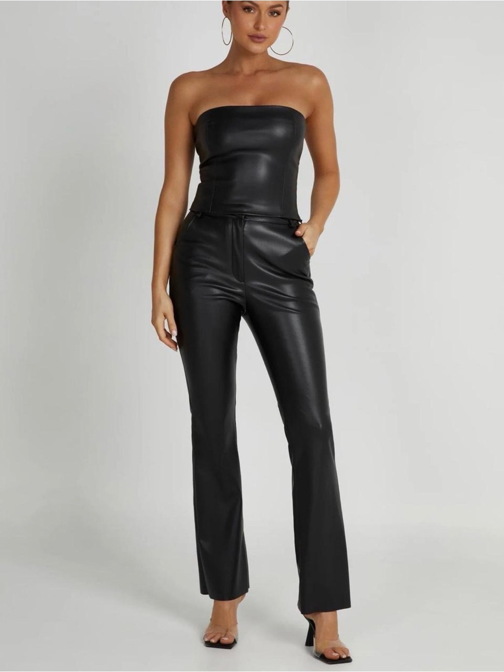 Meshki Tyra Straight Leg black faux leather pants
